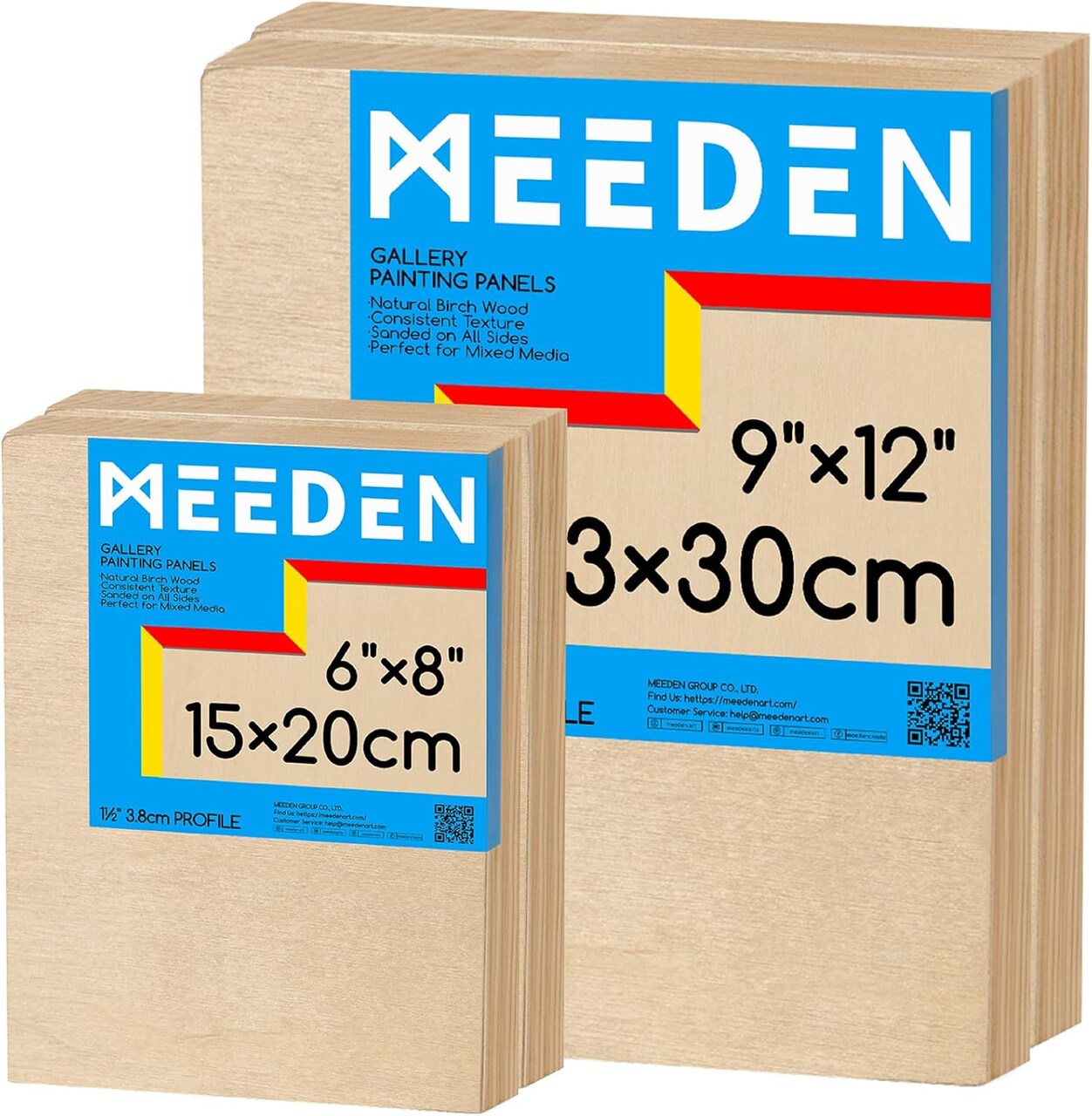 Unfinished Wood Canvas Kit: 1-1/2" Deep 6x8 9x12 Wooden Canvas Panel - 4 Pcs of Cradled Wood Art Boards for Pouring Art, Crafts, Painting
